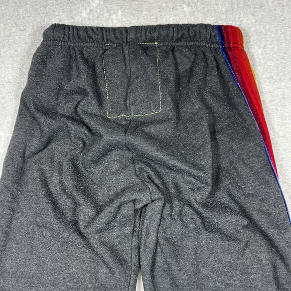 Aviator Nation Sweatpants Joggers 5 Stripe Rainbow Velvet Logo Women’s Small - Picture 11 of 13